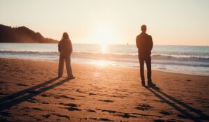 couple standing apart